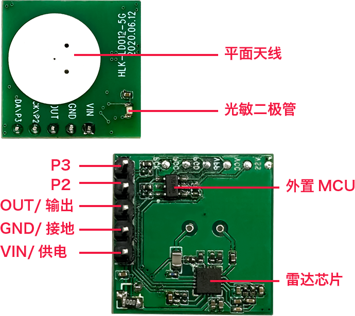 58g雷达感应传感器模块ld012低功耗雷达模块探测距离可调带光感